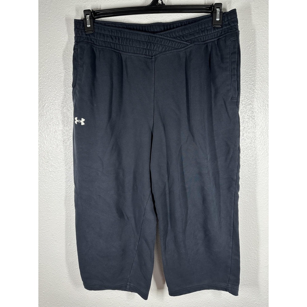 Under Armour Shorts Mens Large Blue Fleece Sweat Elastic Waist Pockets Logo Gym